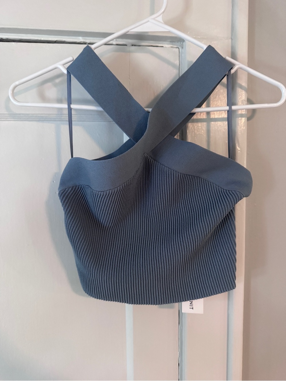 Babaton Cross-Strap Ribbed Cropped Tank - Slate Blue